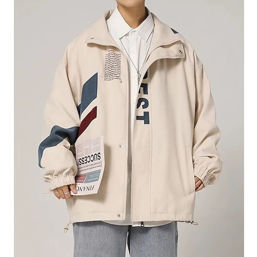 Printed Jacket Men Y2K Windbreaker Harajuku Japanese Bomber Jacket Streetwear Loose College Fashion Jackets Korean Thin Coat New